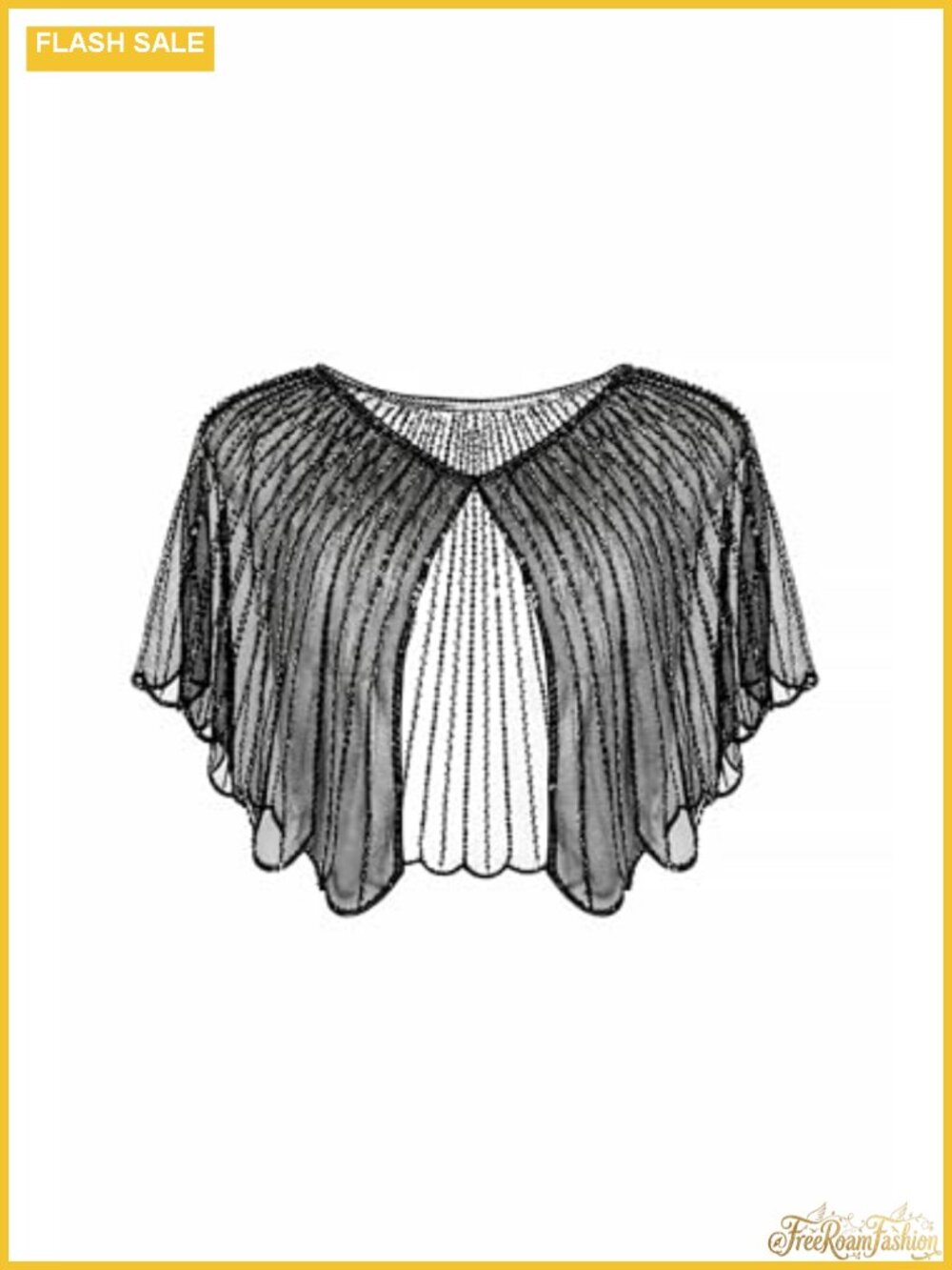Sequin Beaded Shawl Wrap Evening Cape One Size Fits Up to 2XL Gatsby Party